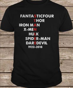 Fantasticfour Thor Iron Man X Men Hulk Spiderman Daredevil Stan Lee 1922 2018 t shirt