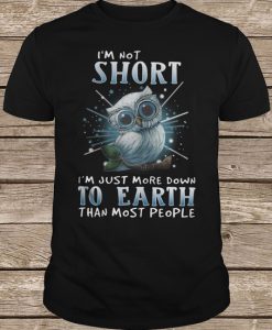 Tiny Baby Blue Owl I’m Not Short I’m Just More Down To Earth Than Most People t shirt