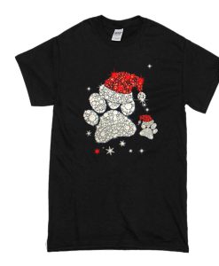 Dog Footprint Santa Hat t shirt