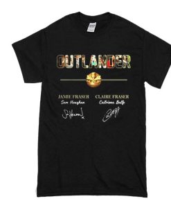 Outlander Jamie Fraser Sam Heughan Claire Fraser Caitriona Balfe Autographed t shirt