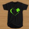 Cat Irish Four leaf clover heart t shirt