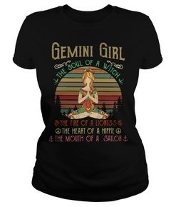Gemini girl the soul of a witch the fire of a lioness the heart of vintage t shirt