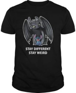 Toothless And Stitch - Stay Different Stay Weird t shirt