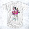 Swimming with pink flamingos t shirt
