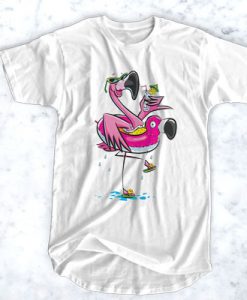 Swimming with pink flamingos t shirt