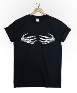 HALLOWEEN skeleton hands boobs t shirt