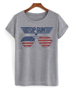 Top Gun Adult Unisex American Flag Glasses Crew t shirt