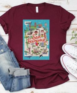 san francisco map t shirt