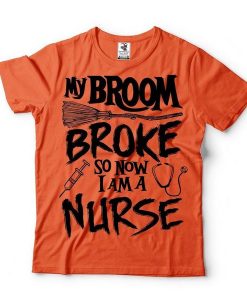 Halloween Broom Nurse Funny t shirt