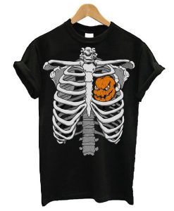 Skeleton Rib Cage Xray Pumpkin Heart t shirt