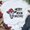 Merry Heifin' Christmas Leopard Printed Splicing t shirt