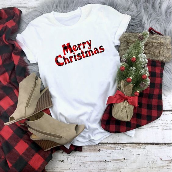 Plaid Merry Christmas t shirt
