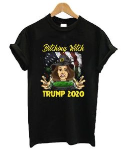 Top Bitching Witch Trump 2020 American Flag Halloween t shirt