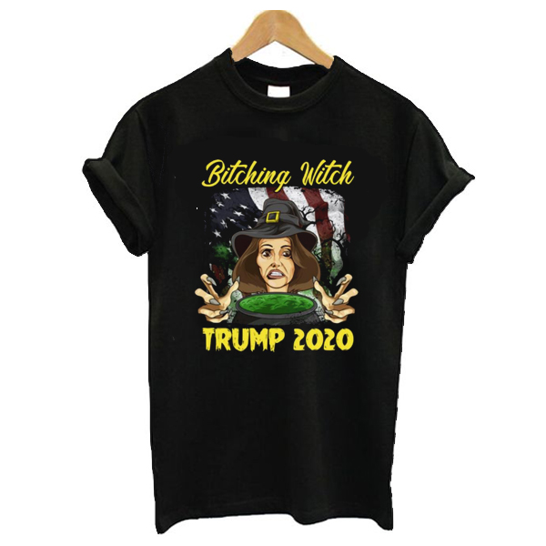 Top Bitching Witch Trump 2020 American Flag Halloween t shirt