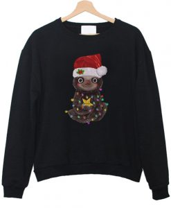 Santa Baby Sloth Christmas light ugly sweatshirt