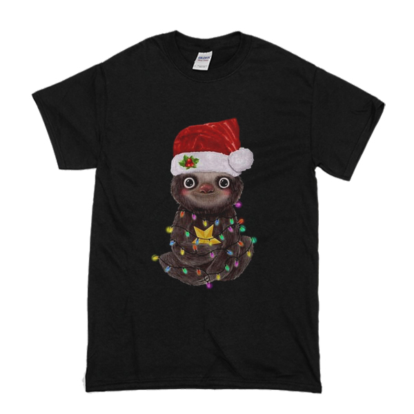 Santa Baby Sloth Christmas light ugly t shirt