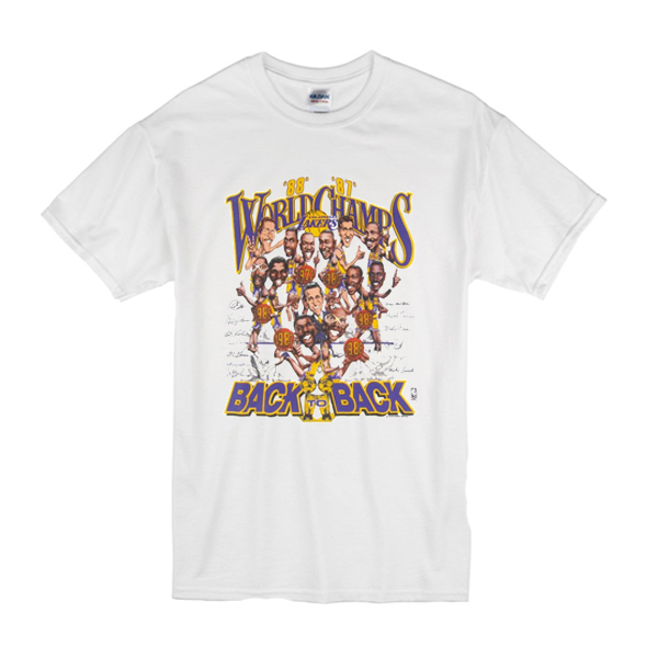 Vintage LA Lakers Caricature Los Angeles 1987-88 NBA Basketball t shirt