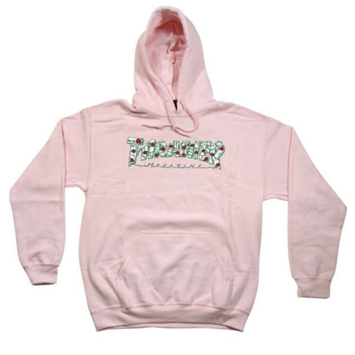 thrasher hoodie roses pink