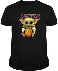 Baby Yoda Hug Los Angeles Lakers t shirt