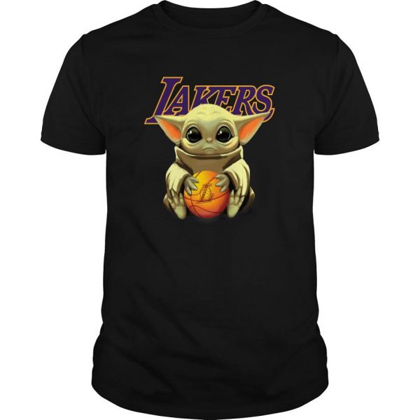Baby Yoda Hug Los Angeles Lakers t shirt
