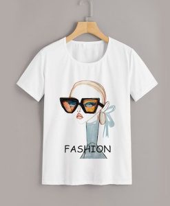 Figure & Letter Print t shirt