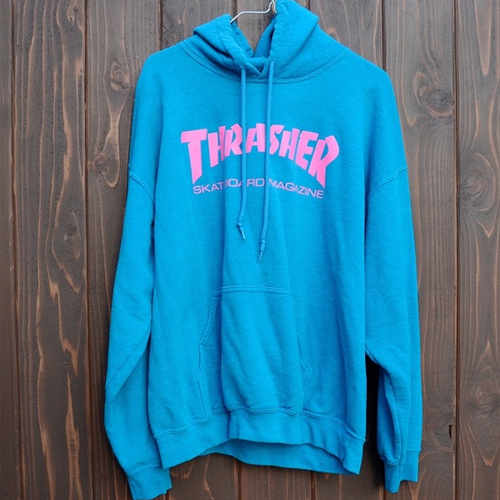 Thrasher Skateboard Magazine Blue Pink hoodie