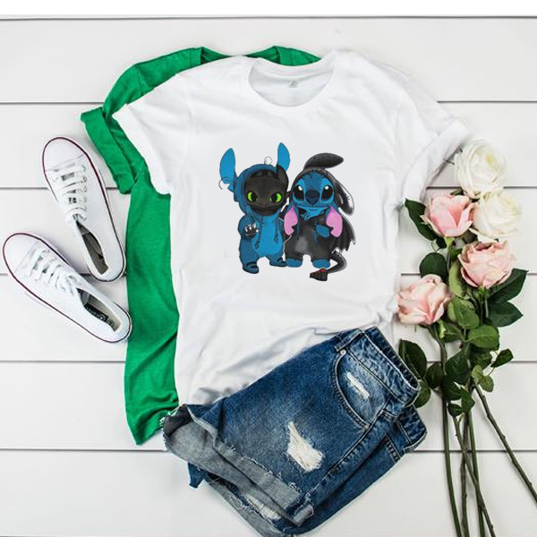 Baby Toothless and baby Stitch t shirt