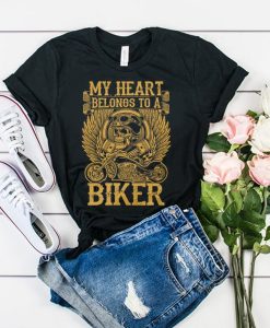 My Heart Belong To A Biker t shirt
