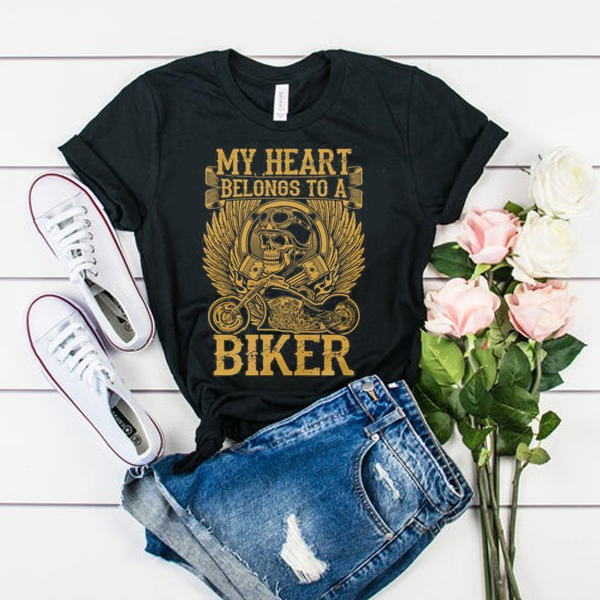 My Heart Belong To A Biker t shirt