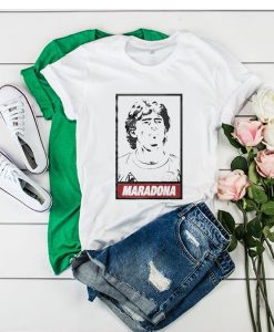 Diego Maradona Obey white parody t shirt