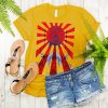 Japan Samurai Spirit Rising Sun Flag Graphic Retro Design Yellow t shirt