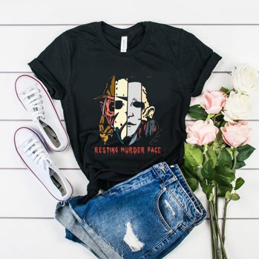 Resting murder face horror movie characters t shirt