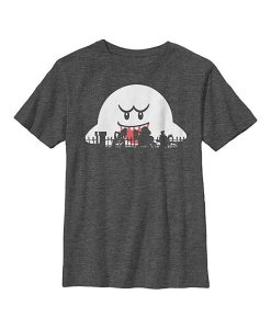 Super Mario Charcoal Heather Boo t shirt