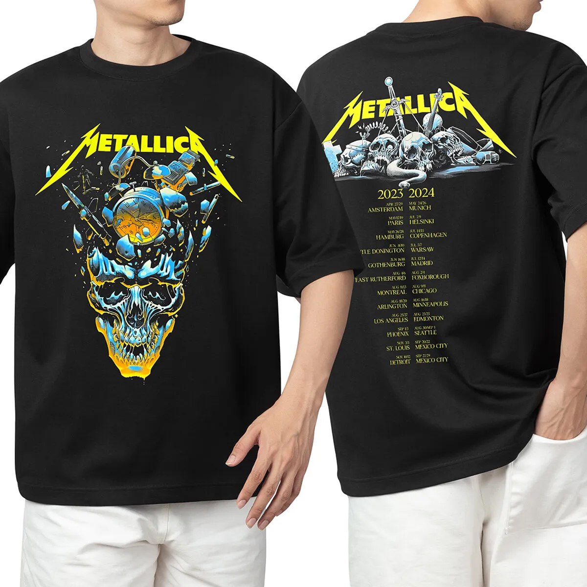 Metallica Band Metal Tour 2023 2024 Event TShirt TWOSIDE