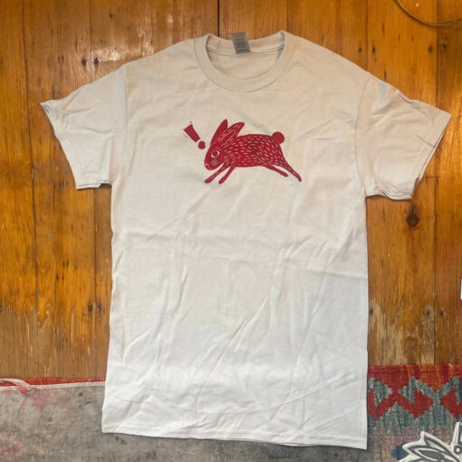 Red Rabbit on Grey T-Shirt