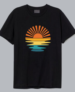 Retro Sunset Rays Wavy T Shirt